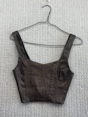 Y2K Dynamite Top Corset Style Fairy Dark Romantic Metallic Cyber Sz XXS Clubwear